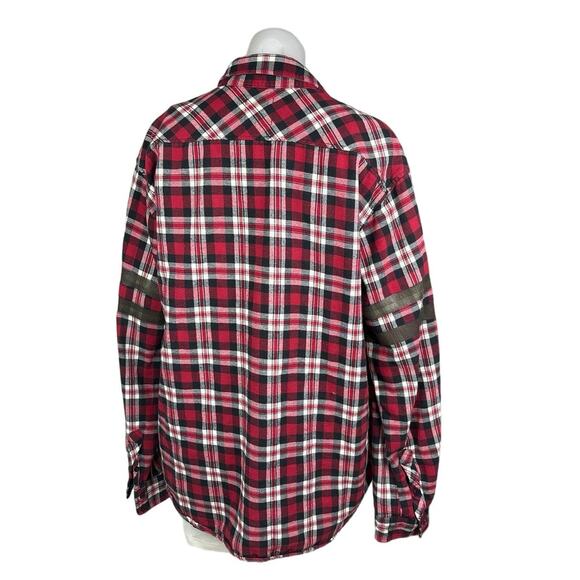 LF Furst of A Kind Red Oversized Plaid Check Flannel Button Up Shirt One Size - Picture 4 of 7